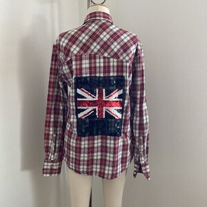 Custom Red Plaid Button-Up Shirt